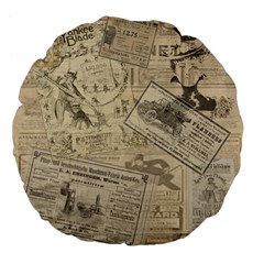 Vintage Newspaper  Large 18  Premium Flano Round Cushions by Valentinaart