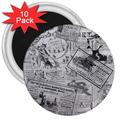 Vintage newspaper  3  Magnets (10 pack) 