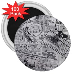 Vintage newspaper  3  Magnets (100 pack)