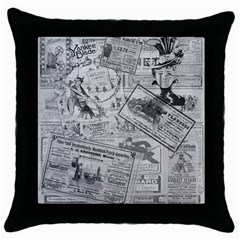 Vintage newspaper  Throw Pillow Case (Black)