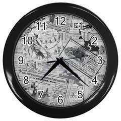 Vintage newspaper  Wall Clocks (Black)