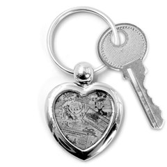 Vintage newspaper  Key Chains (Heart) 