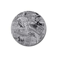 Vintage newspaper  Rubber Round Coaster (4 pack) 