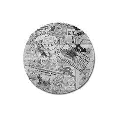 Vintage Newspaper  Magnet 3  (round) by Valentinaart