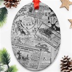 Vintage newspaper  Oval Ornament (Two Sides) Front