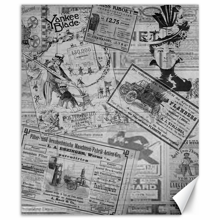 Vintage newspaper  Canvas 8  x 10 