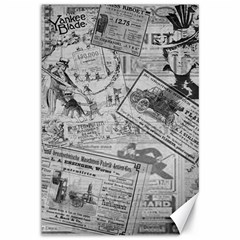 Vintage Newspaper  Canvas 12  X 18   by Valentinaart