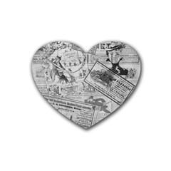 Vintage newspaper  Rubber Coaster (Heart) 