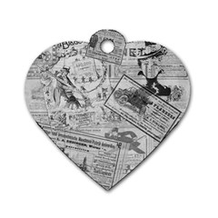 Vintage newspaper  Dog Tag Heart (One Side)