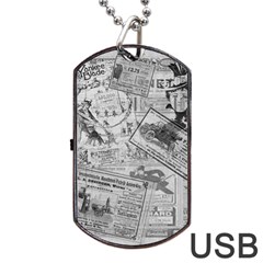 Vintage newspaper  Dog Tag USB Flash (One Side)