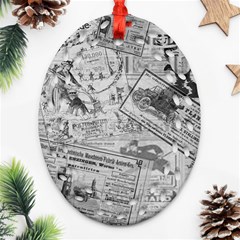 Vintage newspaper  Ornament (Oval Filigree)