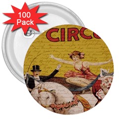 Vintage circus  3  Buttons (100 pack) 