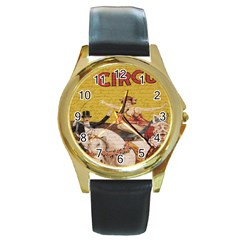 Vintage circus  Round Gold Metal Watch