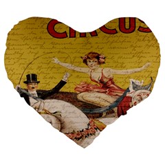 Vintage Circus  Large 19  Premium Heart Shape Cushions by Valentinaart