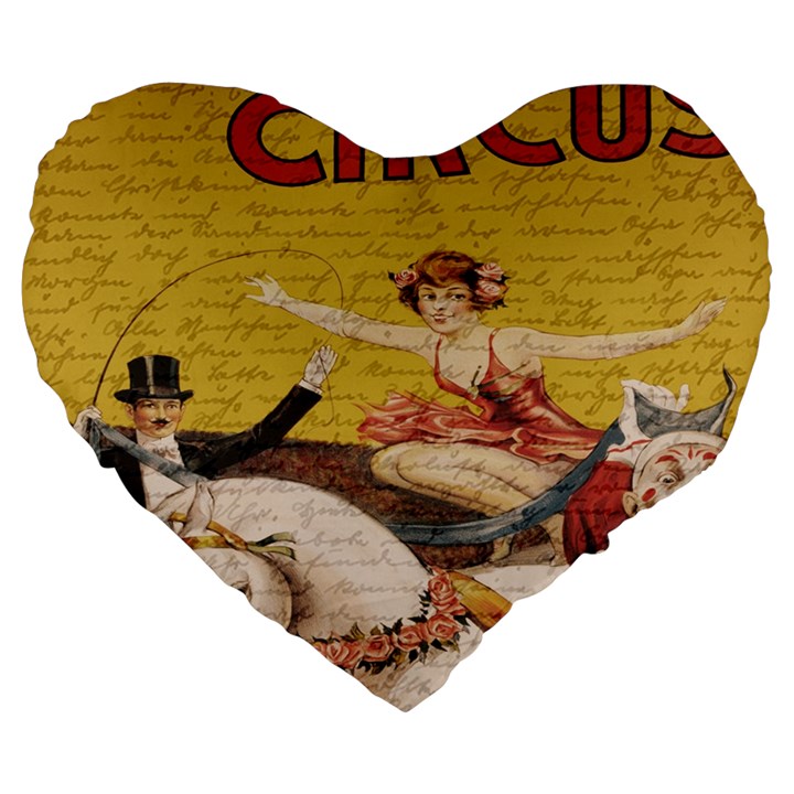 Vintage circus  Large 19  Premium Heart Shape Cushions