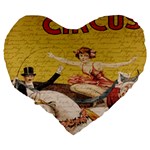 Vintage circus  Large 19  Premium Heart Shape Cushions Back