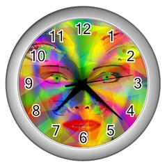 Rainbow Girl Wall Clocks (silver)  by Valentinaart