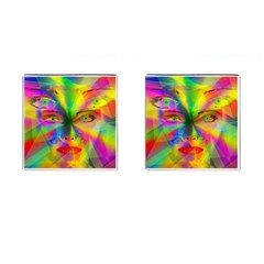 Rainbow Girl Cufflinks (square) by Valentinaart