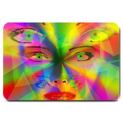 Rainbow Girl Large Doormat  by Valentinaart