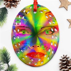 Rainbow Girl Oval Filigree Ornament (two Sides) by Valentinaart