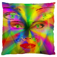 Rainbow Girl Large Cushion Case (two Sides) by Valentinaart