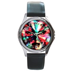 Abstract girl Round Metal Watch