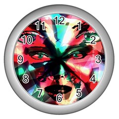 Abstract girl Wall Clocks (Silver) 