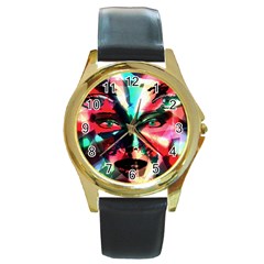 Abstract girl Round Gold Metal Watch