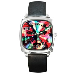 Abstract girl Square Metal Watch