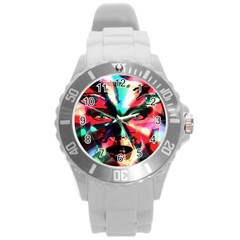 Abstract girl Round Plastic Sport Watch (L)