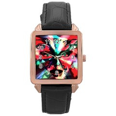 Abstract girl Rose Gold Leather Watch 