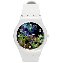 Fractal Forest Round Plastic Sport Watch (m) by Simbadda