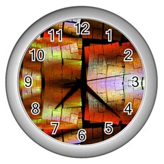 Fractal Tiles Wall Clocks (Silver) 