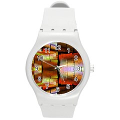 Fractal Tiles Round Plastic Sport Watch (M)