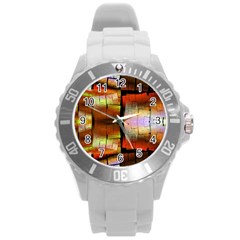 Fractal Tiles Round Plastic Sport Watch (L)