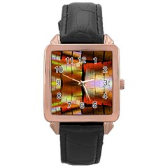 Fractal Tiles Rose Gold Leather Watch 