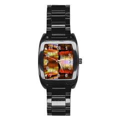 Fractal Tiles Stainless Steel Barrel Watch