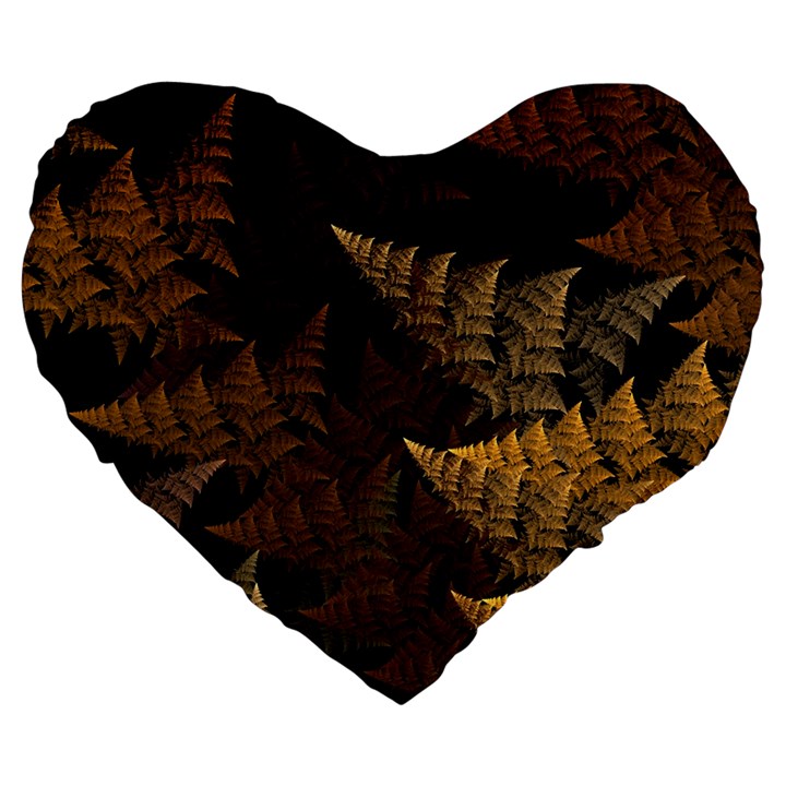 Fractal Fern Large 19  Premium Flano Heart Shape Cushions