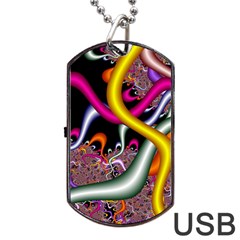 Fractal Roots Dog Tag Usb Flash (one Side) by Simbadda