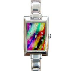 Abstract Colorful Paint Splats Rectangle Italian Charm Watch by Simbadda