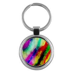 Abstract Colorful Paint Splats Key Chains (round)  by Simbadda