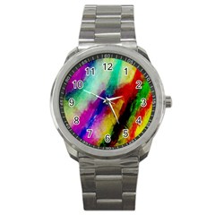 Abstract Colorful Paint Splats Sport Metal Watch by Simbadda