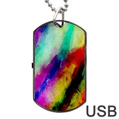 Abstract Colorful Paint Splats Dog Tag Usb Flash (one Side) by Simbadda