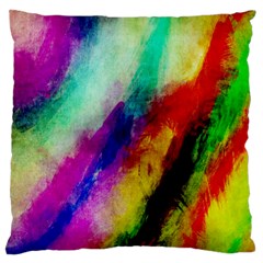 Abstract Colorful Paint Splats Large Flano Cushion Case (one Side) by Simbadda