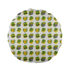 St Patrick s Day Background Symbols Standard 15  Premium Round Cushions by Simbadda