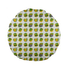 St Patrick s Day Background Symbols Standard 15  Premium Flano Round Cushions by Simbadda