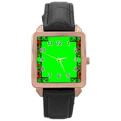 Decorative Corners Rose Gold Leather Watch  by Simbadda