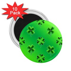 Shamrock Green Pattern Design 2 25  Magnets (10 Pack)  by Simbadda