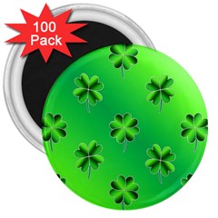 Shamrock Green Pattern Design 3  Magnets (100 Pack) by Simbadda