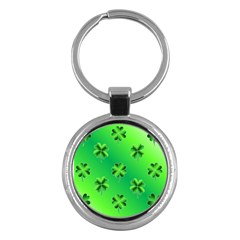 Shamrock Green Pattern Design Key Chains (round)  by Simbadda